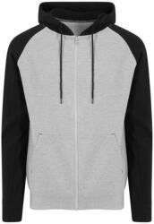 Just Hoods Uniszex kétszínű kapucnis cipzáros pulóver AWJH063, Heather Grey/Jet Black-2XL (awjh063hgr-jb-2xl)