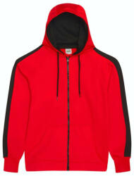 Just Hoods Uniszex sport kapucnis cipzáros pulóver kontrasztos betéttel AWJH066, Fire Red/Jet Black-3XL (awjh066fr-jb-3xl)