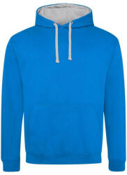 Just Hoods Uniszex kapucnis pulóver kontrasztos színű kapucni béléssel AWJH003, Sapphire Blue/Heather Grey-L (awjh003shb-hgr-l)
