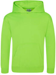 Just Hoods Gyerek élénk színű kapucnis pulóver AWJH004J, Electric Green-3/4 (awjh004jeg-3-4)