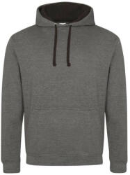 Just Hoods Uniszex kapucnis pulóver kontrasztos színű kapucni béléssel AWJH003, Charcoal Grey/Jet Black-M (awjh003ch-jbk-m)