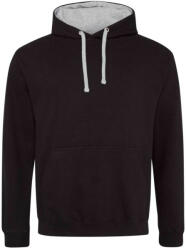 Just Hoods Uniszex kapucnis pulóver kontrasztos színű kapucni béléssel AWJH003, Jet Black/Heather Grey-5XL (awjh003jb-hgr-5xl)