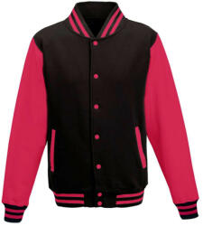 Just Hoods patentos vastag férfi pulóver AWJH043, Jet Black/Hot Pink-L (awjh043jbl-hpi-l)