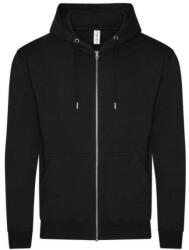 Just Hoods Uniszex organikus kapucnis cipzáras pulóver AWJH250, Deep Black-XL (awjh250dbl-xl)