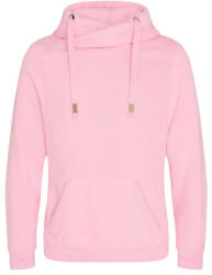 Just Hoods Uniszex keresztbe vart nyakú, vastag kapucnis pulóver AWJH021, Baby Pink-L (awjh021bbp-l)