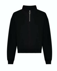 Just Hoods Női 1/4 cipzáras galléros pulóver AWJH037, Deep Black-XL (awjh037dbl-xl)