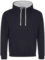 Just Hoods Uniszex kapucnis pulóver kontrasztos színű kapucni béléssel AWJH003, New French Navy/Heather Grey-S (awjh003nfrnv-hgr-s)