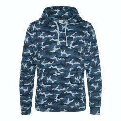 Just Hoods Uniszex terpmintás kapucnis pulóver AWJH014, Blue Camo-M (awjh014bluc-m)