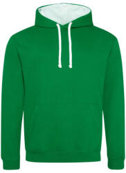 Just Hoods Uniszex kapucnis pulóver kontrasztos színű kapucni béléssel AWJH003, Kelly Green/Arctic White-L (awjh003kl-awh-l)