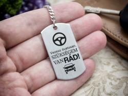 R.M. ékszer Vezess óvatosan acél medálos kulcstartó (13362-RM-D)