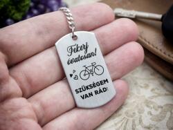R. M. ékszer Vezess óvatosan kulcstartók Tekerj óvatosan biciklivel acél medálos kulcstartó (14346-RM)