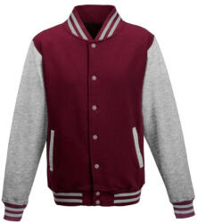 Just Hoods patentos vastag férfi pulóver AWJH043, Burgundy/Heather Grey-L (awjh043bu-hgr-l)