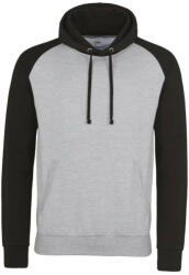 Just Hoods Uniszex raglános kétszínű kapucnis pulóver AWJH009, Heather Grey/Jet Black-XL (awjh009hgr-jb-xl)