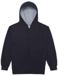 Just Hoods Gyerek kapucnis pulóver kontrasztos színű kapucni béléssel AWJH003J, New French Navy/Heather Grey-7/8 (awjh003jnfrnv-hgr-7-8)
