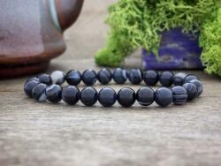 R. M. ékszer Drámai fekete achát ásvány karkötő (10977-RM-15)