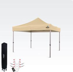 BRIMO Kerti Pavilon Összecsukható 3x3m | Prémium UV/PVC Védelem | Stabilis BRIMO | Gyors Összecsukás Szerszám Nélkül - falak nélkül - Bézs