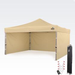 BRIMO Alumínium promó sátor 4x4 m ALU EXCLUSIVE - 3 oldalfal, HEX 45 mm - plusz 3 oldalfal - Bézs