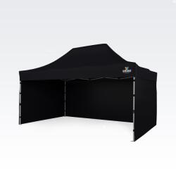 BRIMO Kerti sátor 3x4, 5m Acél | Gyorsan felállítható Pavilon Eseményekhez és Partikhoz - plusz 3 oldalfal - Fekete