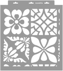 MyWall Patchwork 01 stencil - 3D - 38x42 cm nagy