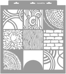 MyWall Patchwork 05 stencil - 3D - 38x42 cm nagy