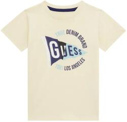 GUESS Тениска в бледо жълт бананов цвят за мини момче с щампа и надпис Guess