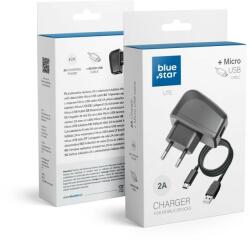 Blue Star Hálózati töltőfej + micro USB adatkábel, 2A/10W, fekete, Bluestar Lite