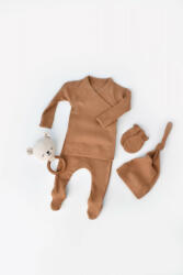 BabyCosy Set 4 Piese: Bluza, Pantaloni, Caciulita Si Manusi Din Bumbac Organic Si Modal - Maro, Baby Cosy (Marime: 3-6 Luni) (BC-CSYM24506-3)