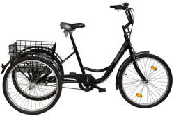  24" Gommer Tricikli - fekete háromkerekű kerékpár (BIOKP2419F)