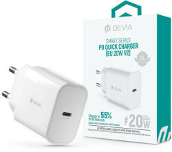 DEVIA Smart Series V2 20W PD hálózati gyorstöltő adapter Type-C - fehér