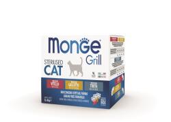 Monge Grill Sterilised vegyes falatok aszpikban macskáknak - borjú/kakas/pisztráng 12 x 85 g