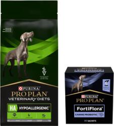 Purina Veterinary Diets PRO PLAN Veterinary Diets HA Hypoallergenic Hrană uscată pentru câini 11kg+ PRO PLAN FortiFlora Supliment probiotic pentru câini 30 x 1 g
