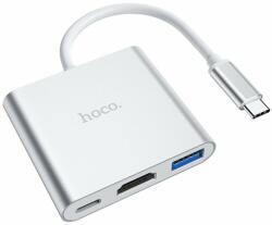 hoco. HB14 Type-C adapter (Type-C - USB3.0+HDMI+PD) ezüst
