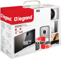 Legrand 2 vezetékes EASYKIT Plus videó kaputelefon szett: színes videó (7''), bővíthető 1 lakásos, DIN moduláris táppal, tükörhatású, Legrand 368915 (368915) - legrandaruhaz