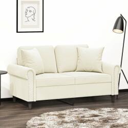 vidaXL 2 személyes krémszínű bársony kanapé díszpárnákkal 120 cm (3200943) - pepita