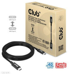 Club 3D USB4 Gen3x2 Type-C Bi-Directional Cable 8K60Hz or 4K120Hz, Data 40Gbps, PD 240W(48V/5A) EPR M/M 3m