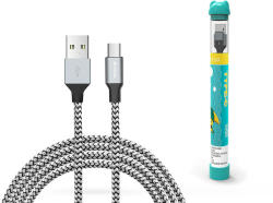 DEVIA USB - USB Type-C töltő- és adatkábel 1 m-es vezetékkel - Devia Tube for Type-C USB 2.4A - ezüst/fekete - rexdigital