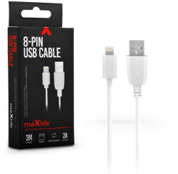 MaxLife USB - Lightning adat- és töltőkábel 3 m-es vezetékkel - Maxlife 8-PIN USB Cable - 5V/2A - fehér - rexdigital