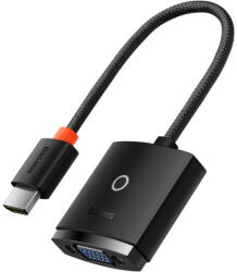 Baseus Adaptor Baseus Lite Series WKQX010101 HDMI la VGA Jack 3.5mm Micro-USB Intrare Curent 1080P 60Hz Black (6932172606169)
