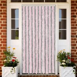 vidaXL ezüstszürke és rózsaszín zsenília rovarfüggöny 100 x 230 cm (377366)