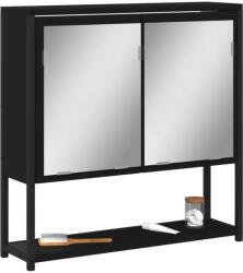 vidaXL fekete szerelt fa fürdőszobai tükör 60 x 16 x 60 cm (842421) - vidaxl