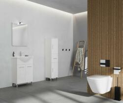 Savinidue Rubino 55cm-es két ajtós fürdőszobaszekrény fehér tölgy + mosdó