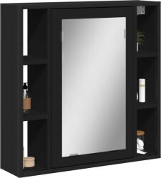 vidaXL fekete szerelt fa fürdőszobai tükör 60 x 16 x 60 cm (842426) - vidaxl