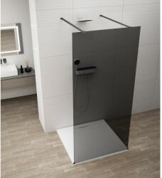 SAPHO ESCA BLACK MATT Walk-in zuhanyfal, szabadonálló, füst üveg, 1000mm (ES1210-06) (ES1210-06)