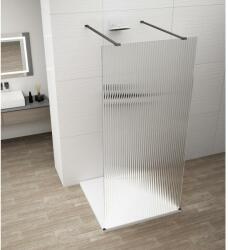 SAPHO ESCA BLACK MATT Walk-in zuhanyfal, szabadonálló, flutes üveg, 1100mm (ES1311-06) (ES1311-06)