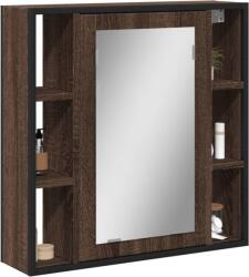 vidaXL barna tölgy szerelt fa tükrös fürdőszobaszekrény 60x16x60 cm (842430) - vidaxl