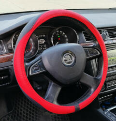 Autolife Univerzális műbőr kormányvédő 38cm piros 2397R (2397R) - olaj