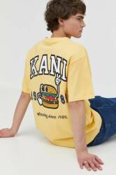 Karl Kani pamut póló sárga, férfi, nyomott mintás - sárga XL