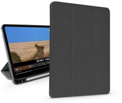 DEVIA Apple iPad Pro 12.9 (2020/2021/2022) tablet tok (Smart Case) on/off funkcióval, Apple Pencil tartóval, mágneses töltővel - Devia Leather Case With Pencil Slot -fekete