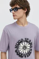 Hugo Blue pamut póló lila, férfi, nyomott mintás - lila M - answear - 15 190 Ft