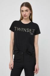Twinset pamut póló női, fekete - fekete S - answear - 35 990 Ft